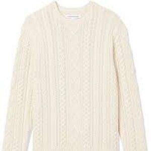 Mens Long-Sleeve 100% Cotton Fisherman Cable Crewneck Sweater